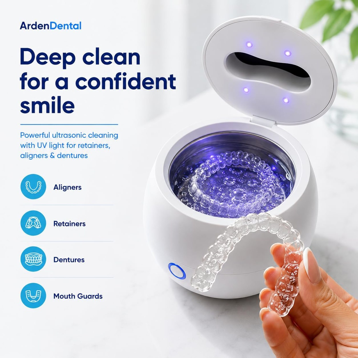 ArdenDental Ultrasonic Retainer Cleaner with UV-C Light — image 3