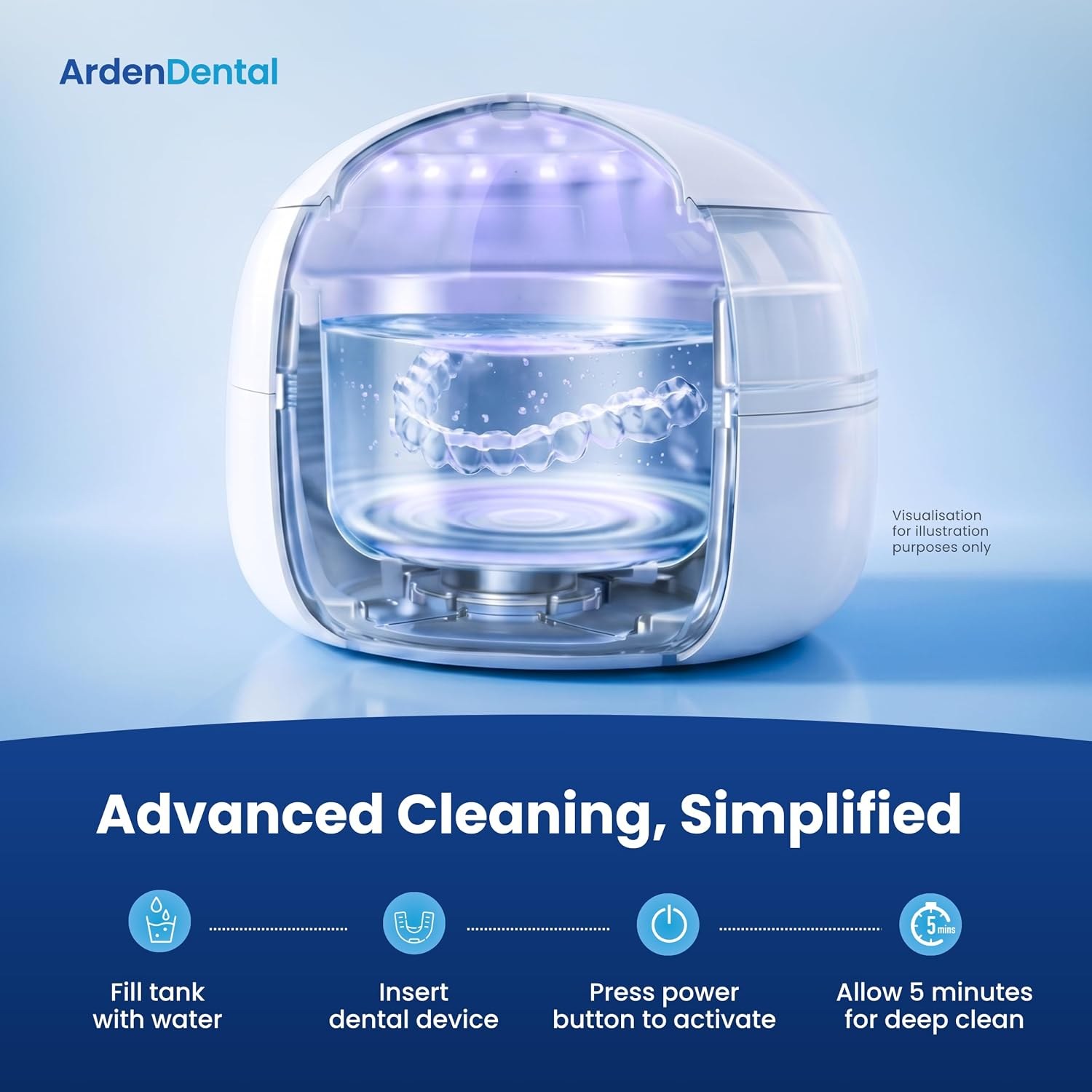 ArdenDental Ultrasonic Retainer Cleaner with UV-C Light — image 7