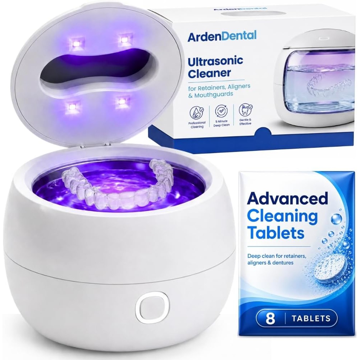 ArdenDental Ultrasonic Retainer Cleaner with UV-C Light