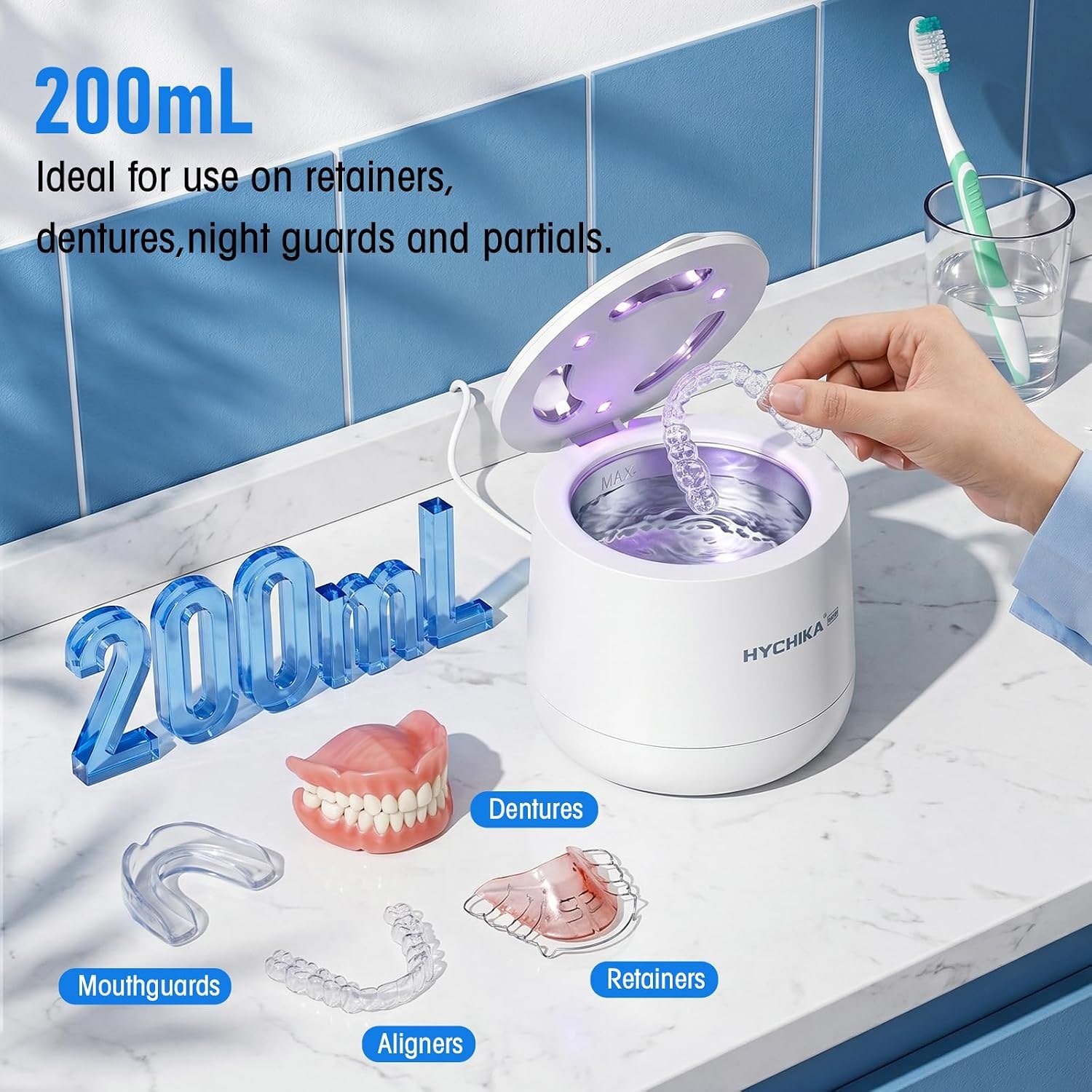 HYCHIKA Ultrasonic Retainer Cleaner (White) — image 7